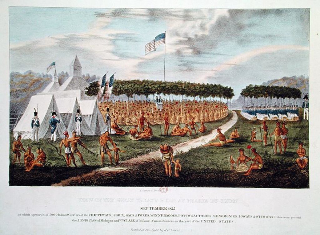 Detail of View of the Great Treaty Held at Prairie du Chien, Wisconsin, September 1825 by James Otto Lewis