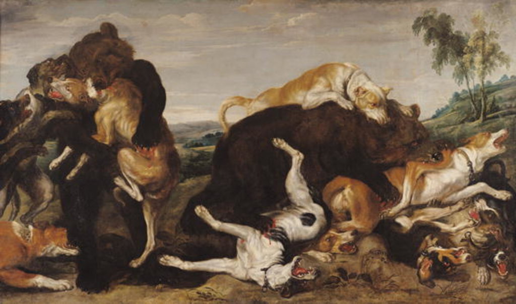 Detail of Bear Hunt or, Battle Between Dogs and Bears by Paul de (after) Vos