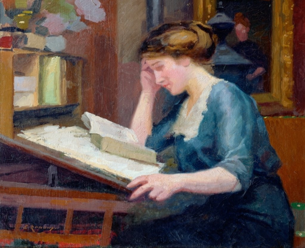 Detail of Reading by Jules Ernest Renoux