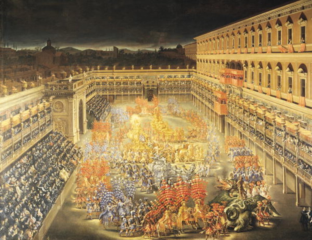 Detail of Festival in Honour of Queen Christina Of Sweden at the Palazzo Barberini by Filippo Lauri