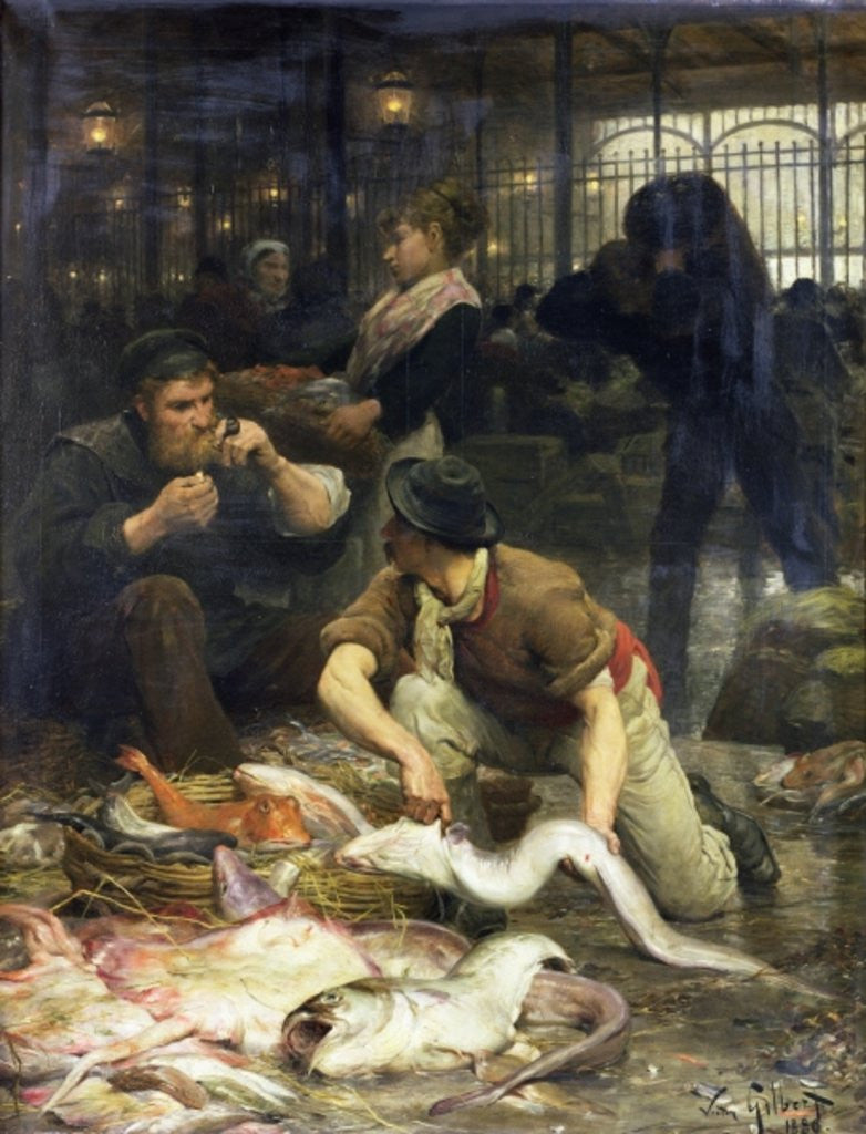 Detail of The Fish Market in the Morning by Victor Gabriel Gilbert
