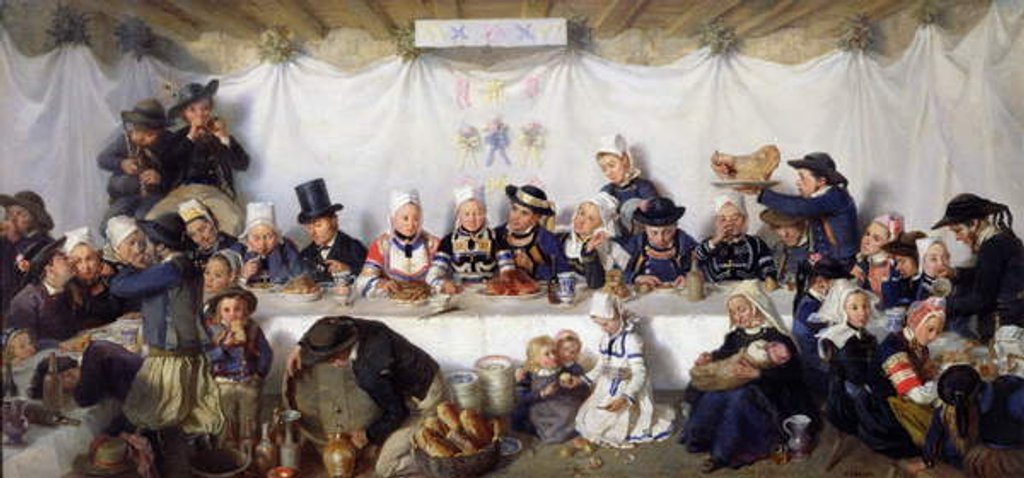 Detail of The Wedding Feast of Corentin Le Guerveur and Anne-Marie Kerinvel, 1880 by Victor Marie Roussin