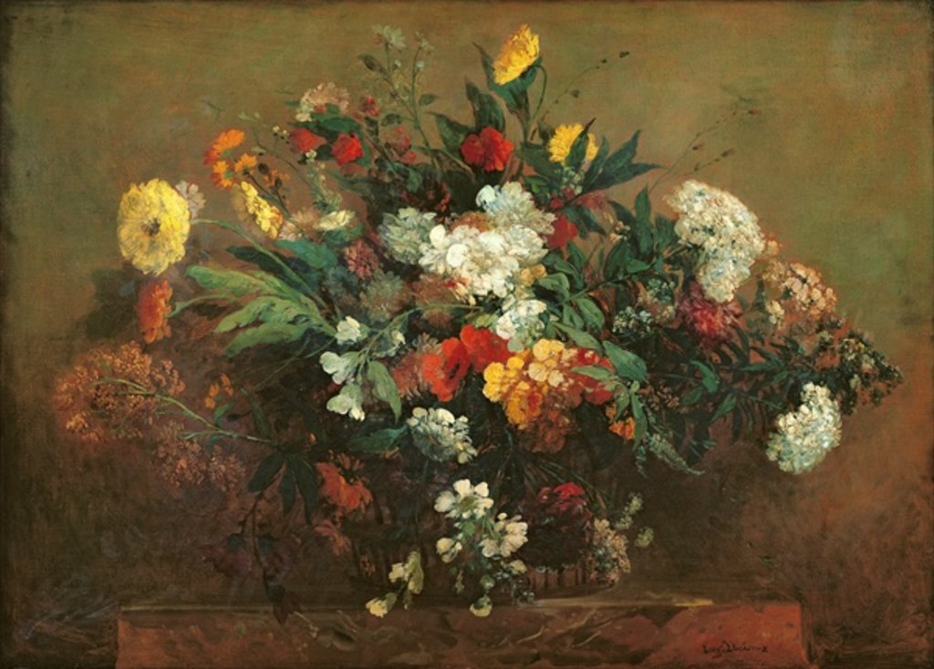 Detail of Flowers by Ferdinand Victor Eugene Delacroix