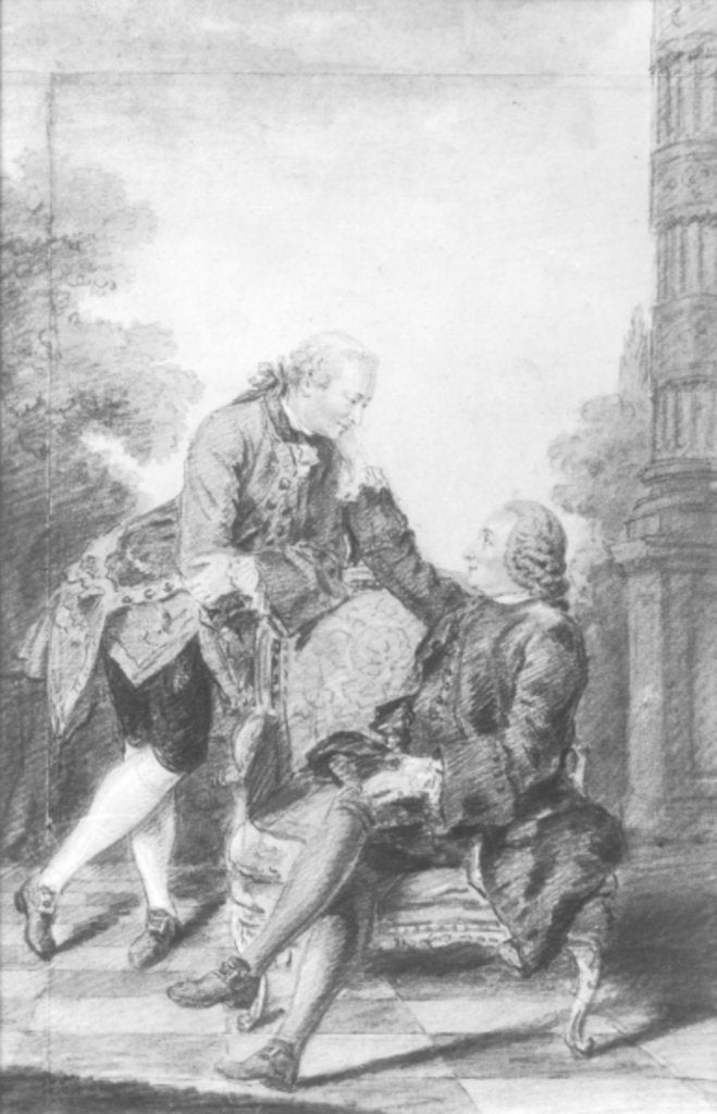 Detail of Denis Diderot and Melchior, baron de Grimm by Louis Carrogis Carmontelle