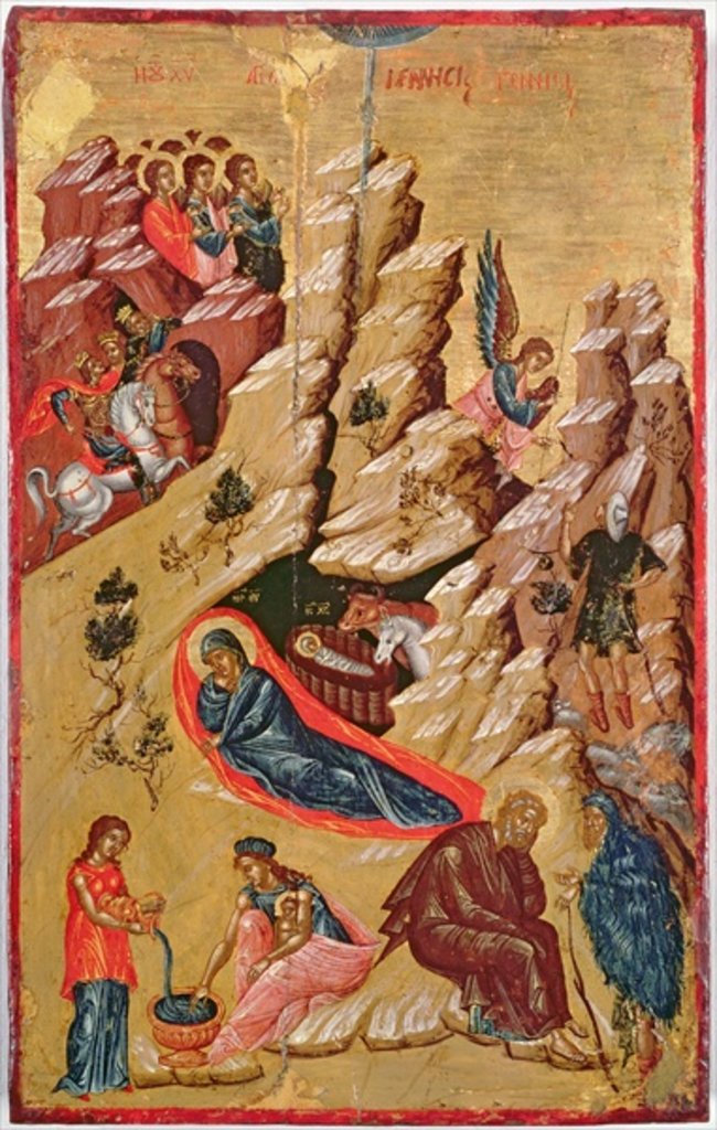 Detail of Icon depicting the Nativity by Greek School