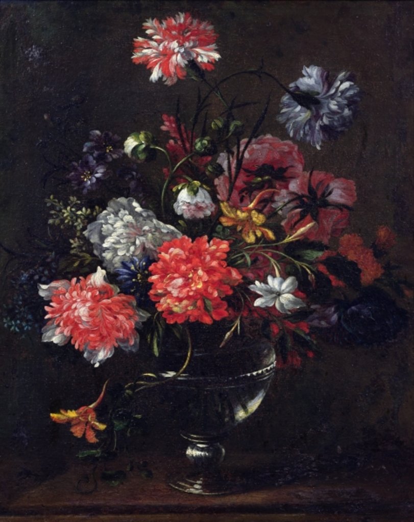 Detail of Flowers in a Glass Vase by Nicolas Baudesson