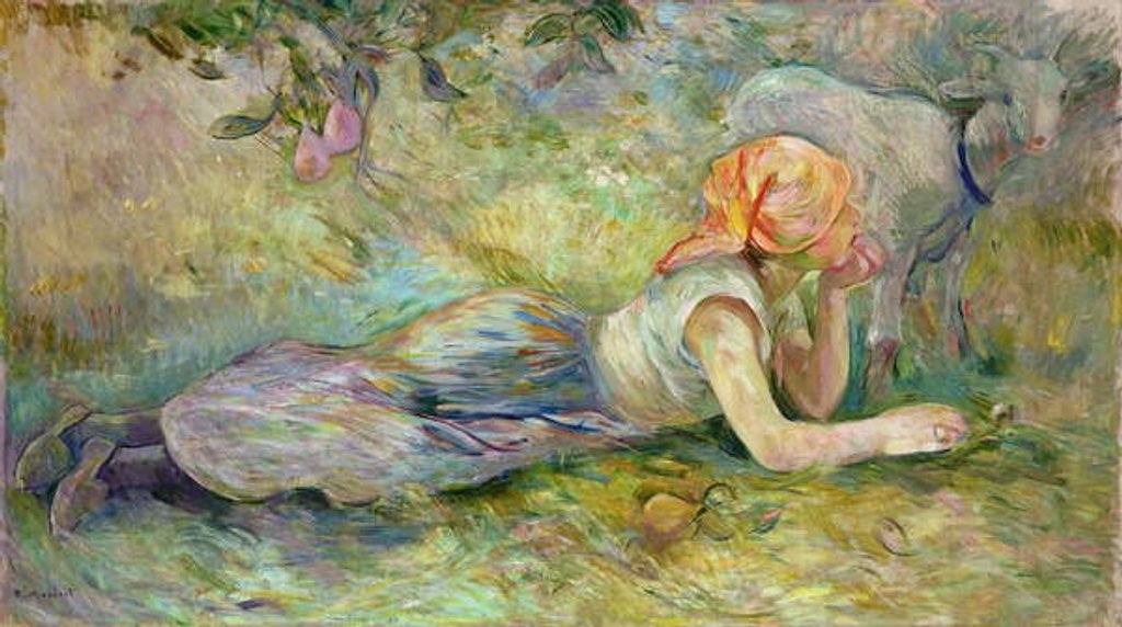 Detail of Shepherdess Resting, 1891 by Berthe Morisot