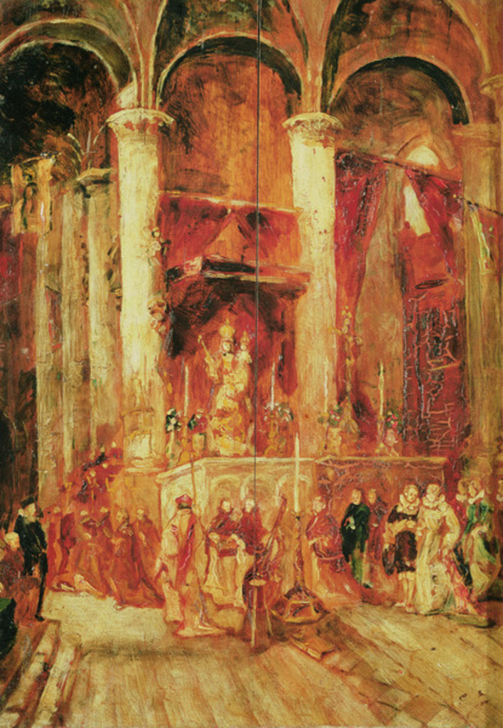 Detail of Procession in a Church by Jean-Baptiste Isabey