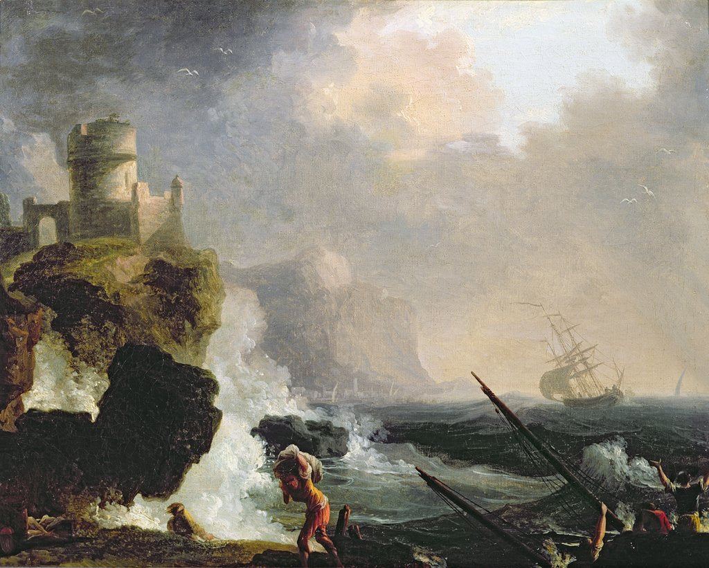 Detail of The Storm by Charles Francois Lacroix de Marseille