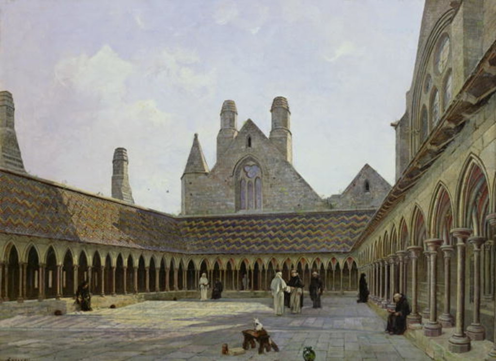 Detail of The Cloister of Mont Saint-Michel by Emmanuel Lansyer