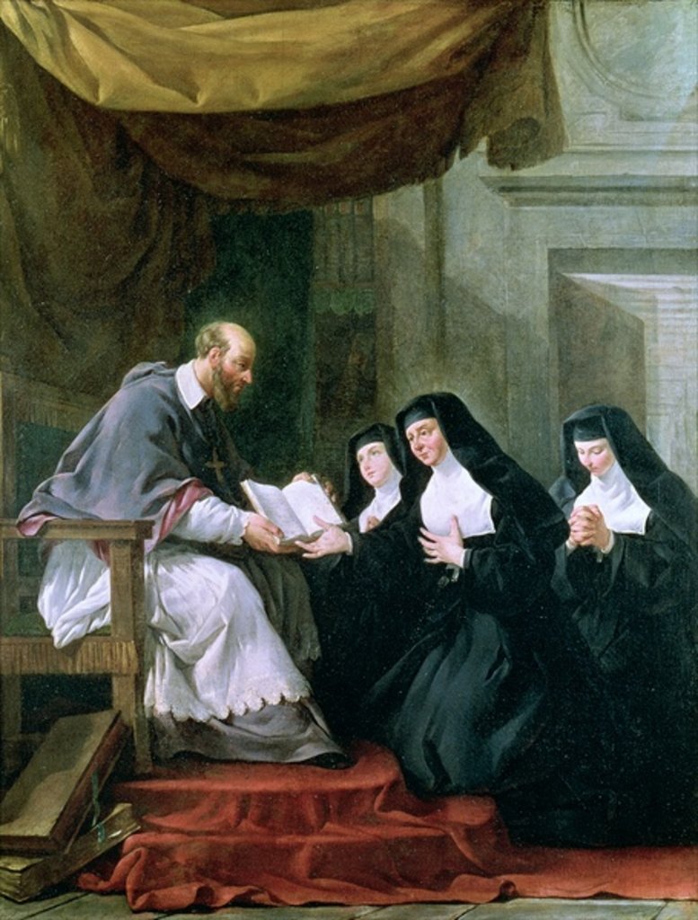 Detail of St. Francois de Sales Giving the Rule of the Visitation to St. Jeanne de Chantal by Noel Halle