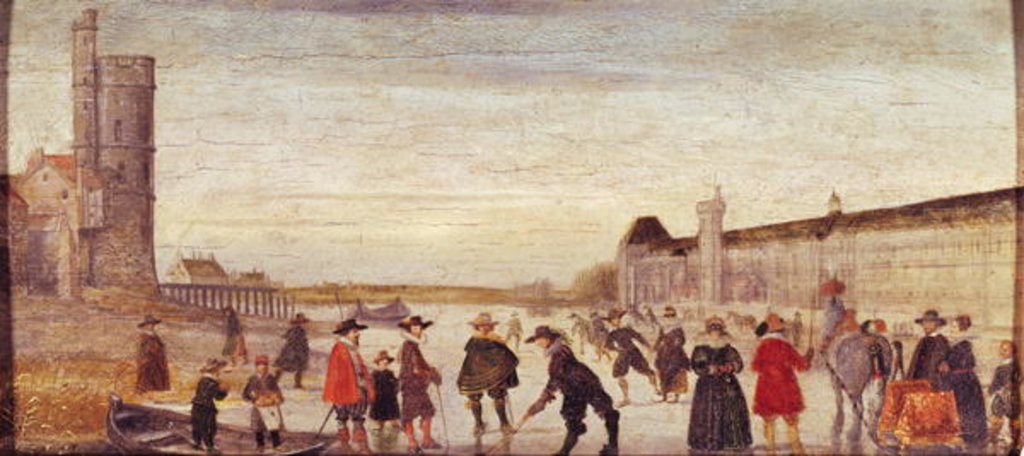 Detail of Skaters on the Seine in 1608 by Flemish School