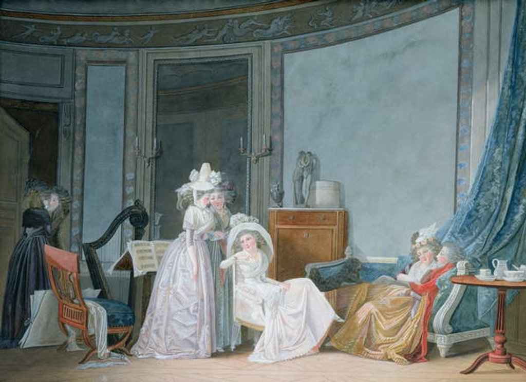 Detail of Meeting in a Salon, 1790 by Jean Baptiste Mallet