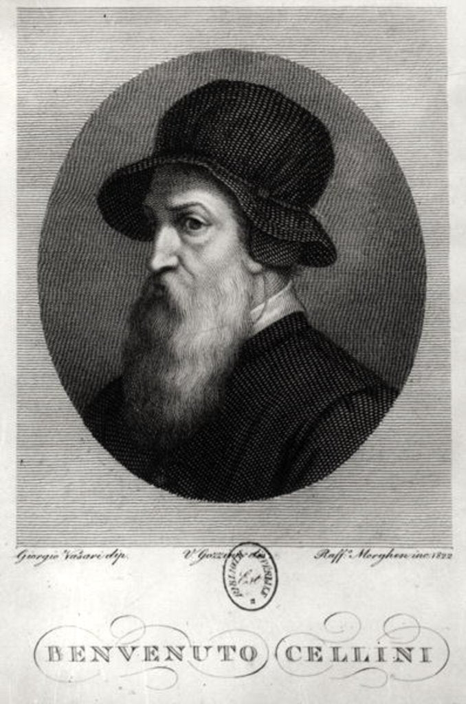 Detail of Portrait of Benvenuto Cellini by Giorgio (after) Vasari