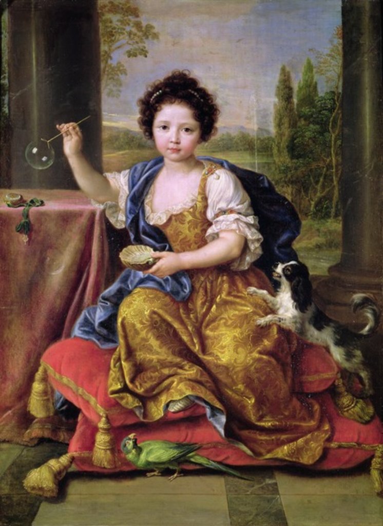 Detail of Marie-Anne de Bourbon Mademoiselle de Blois, Blowing Soap Bubbles by Pierre Mignard