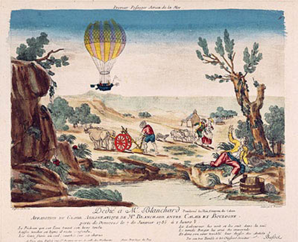 Detail of Appearance of the Hot-Air Balloon of Jean Pierre Blanchard between Calais and Boulogne by French School