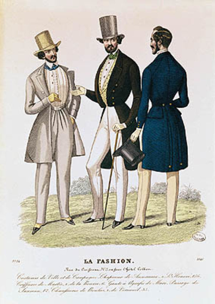 Detail of Fashion plate depicting male clothing by French School