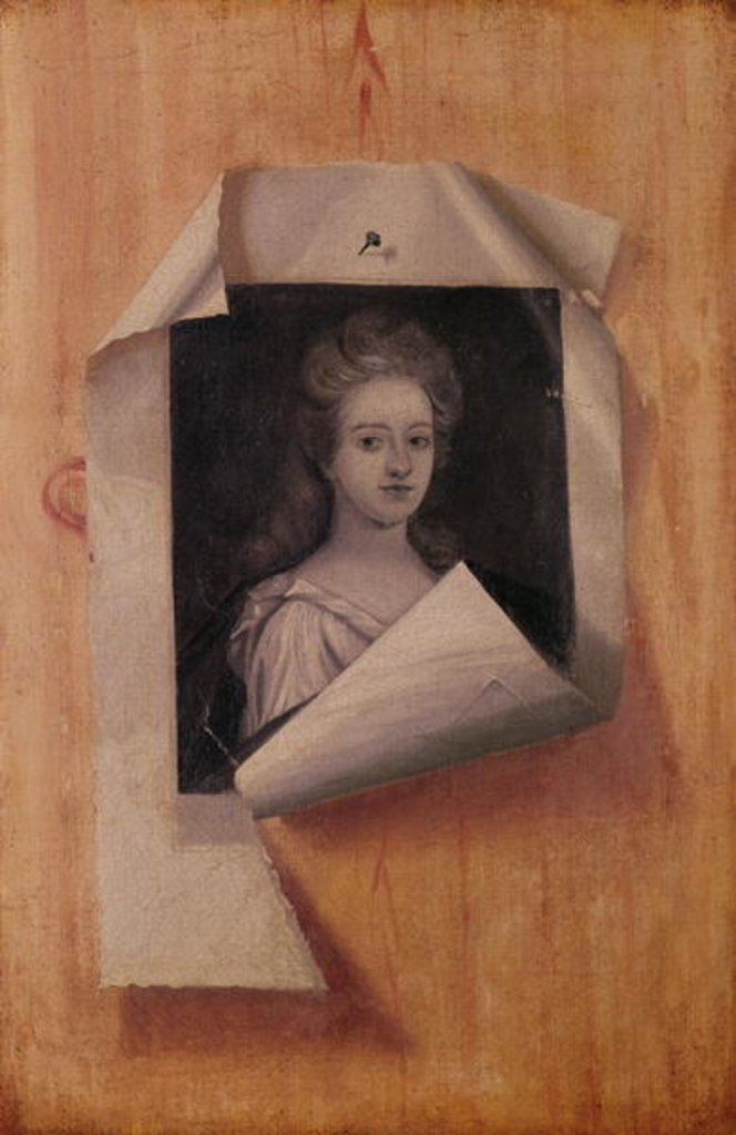 Detail of Trompe l'Oeil Portrait of a Lady by Edwaert Colyer or Collier