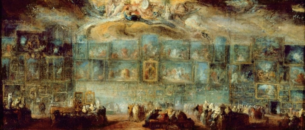 Detail of View of the Salon at the Louvre, 1779 by Gabriel de Saint-Aubin