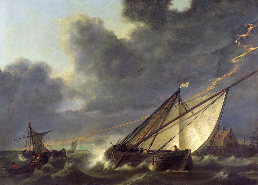 Detail of Boats in the Estuary of Holland Diep in a Storm by Aelbert Cuyp