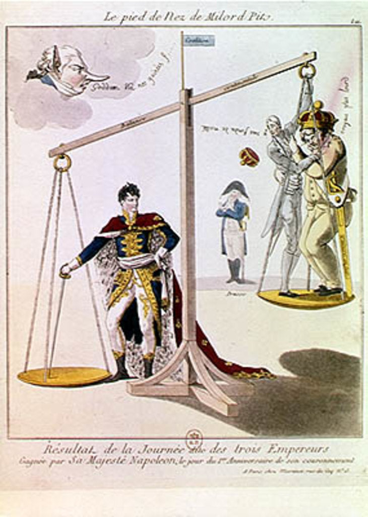 Detail of The Result of the Day of the Three Emperors, caricature drawn after the Battle of Austerlitz by French School