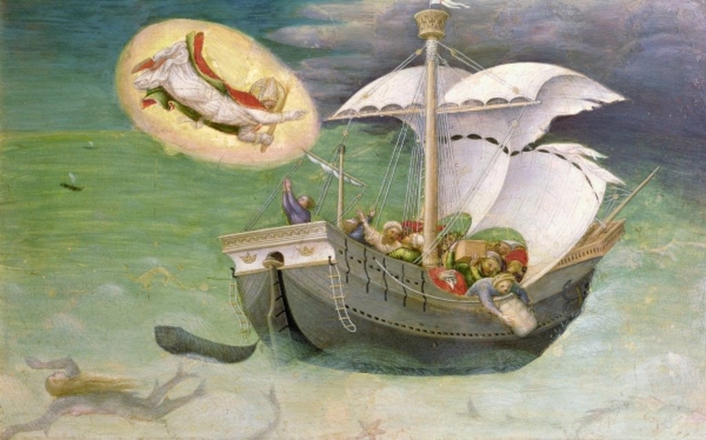 Detail of St. Nicholas Saves a Ship from Wreckage, predella panel from the Quaratesi Altarpiece by Gentile da Fabriano
