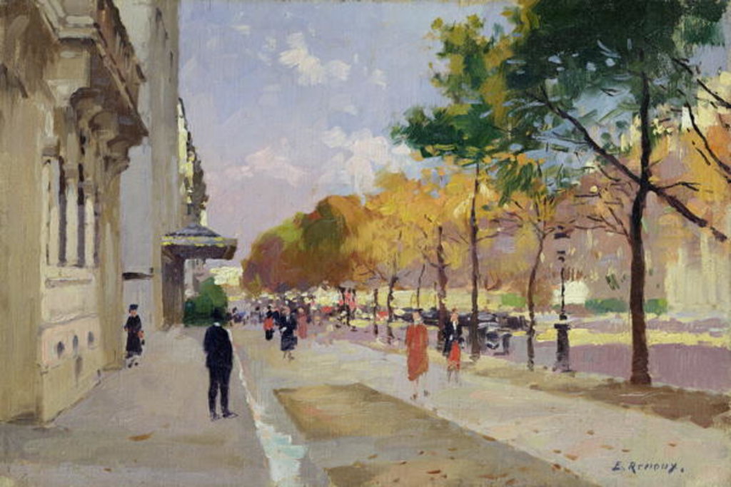 Detail of Avenue Montaigne, Paris by Jules Ernest Renoux