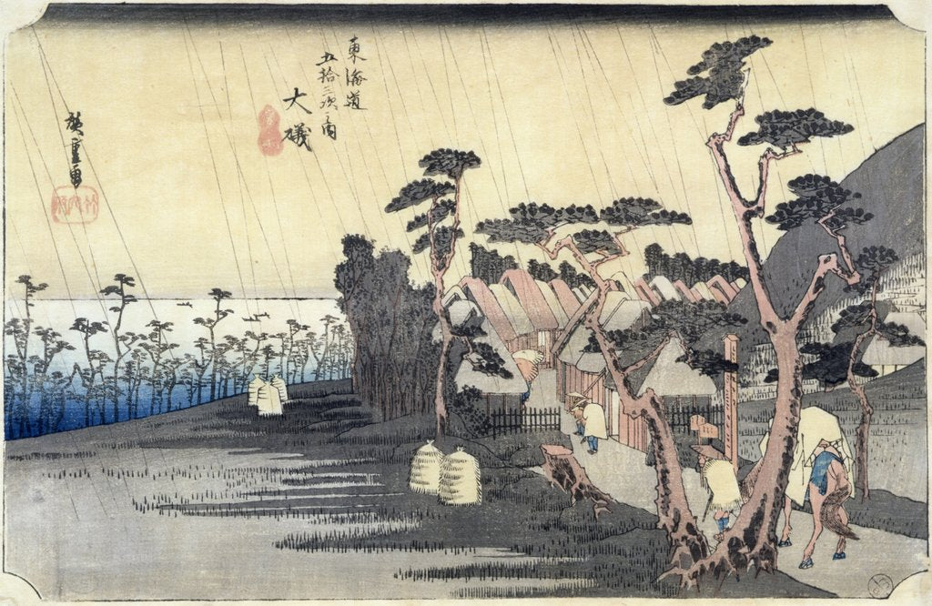 Detail of Oiso: Toraga Ame Shower by Ando or Utagawa Hiroshige