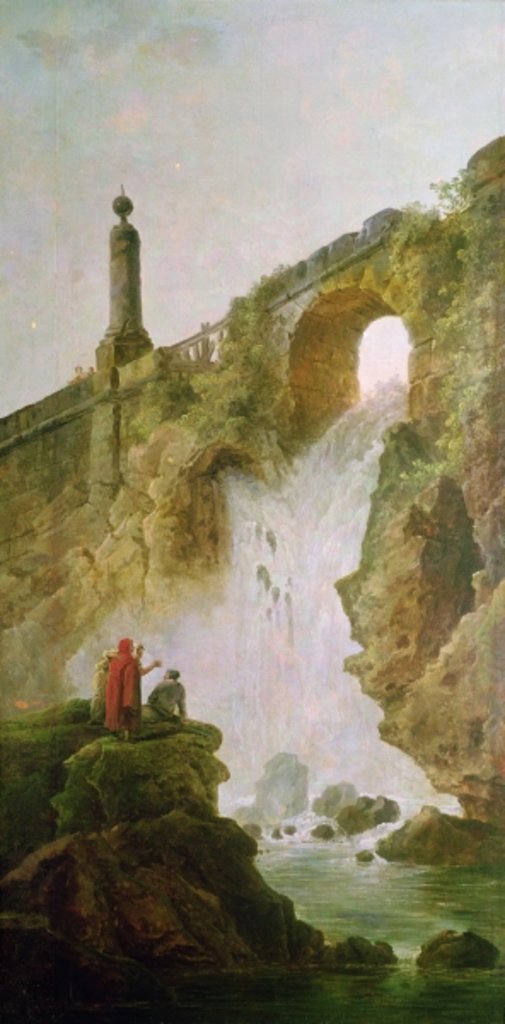 Detail of Landscape, The Waterfall by Hubert Robert