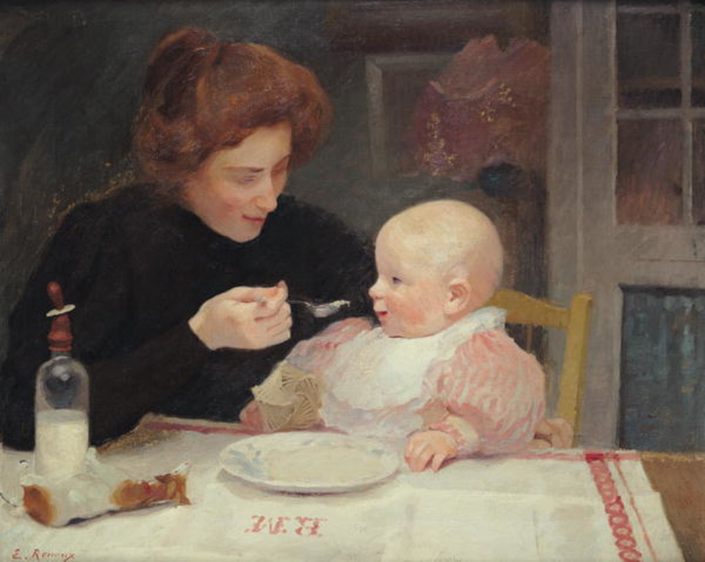 Detail of Weaning by Jules Ernest Renoux