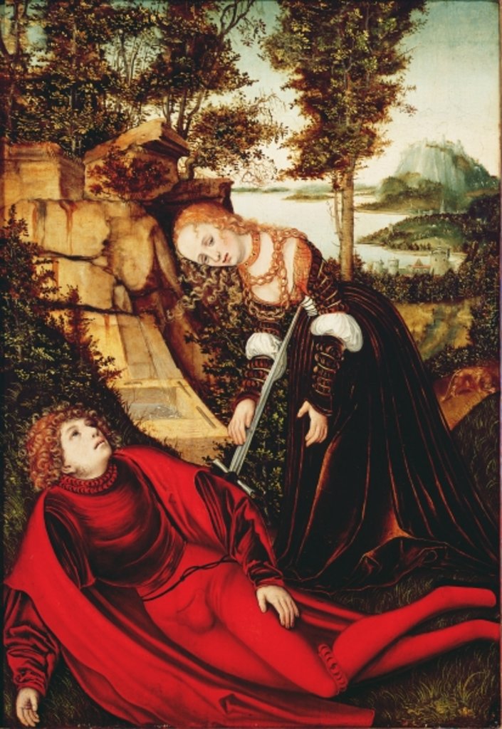 Detail of Pyramus and Thisbe by Lucas the Elder Cranach