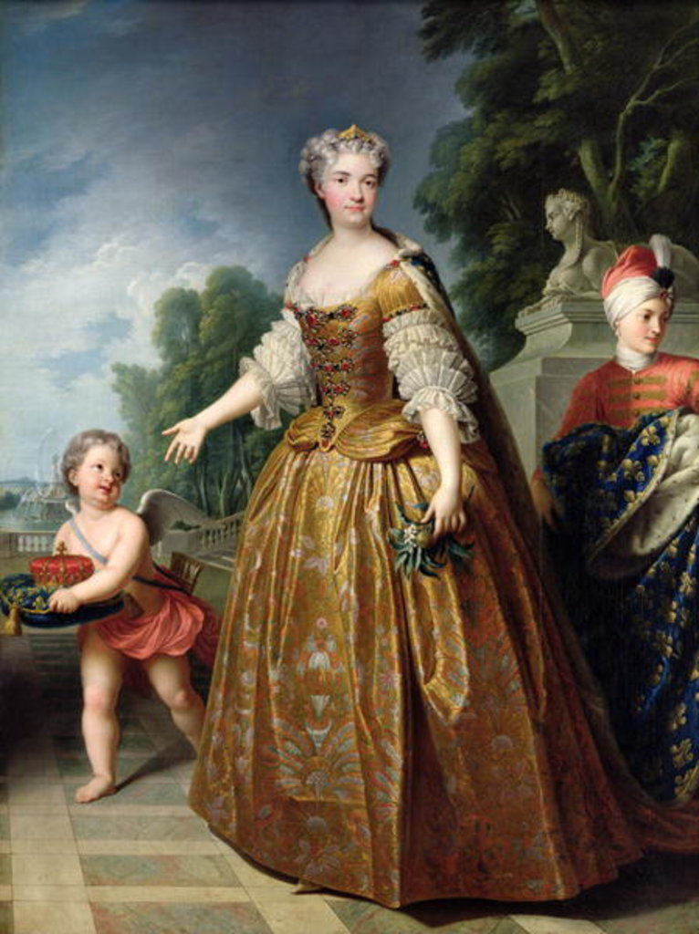 Detail of Portrait of Marie Leczinska after 1725 by Francois Stiemart