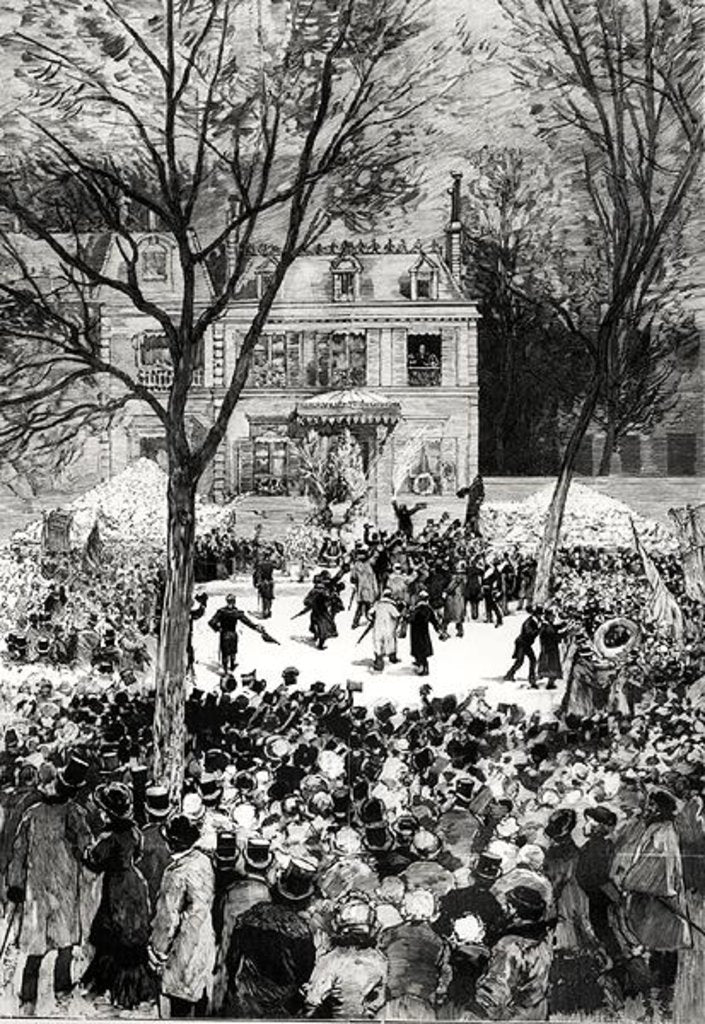 Detail of Celebration of the 80th Anniversary of the Birth of Victor Hugo from 'Le Monde Illustre', 27th July 1881 by Daniel Urrabieta (after) Vierge