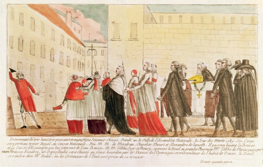 Detail of Caricature of the burial of the clergy following the nationalization of the Church property, 1789 by French School