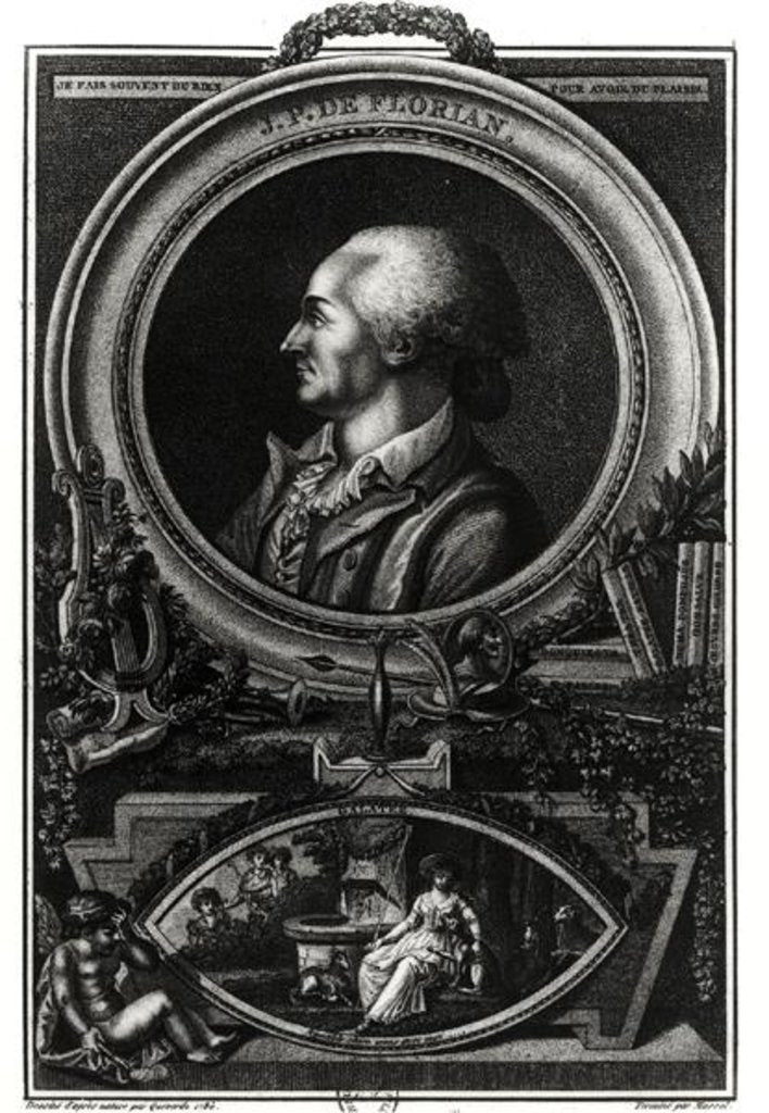 Detail of Jean-Pierre Claris de Florian by Francois Maria Isidore (after) Queverdo