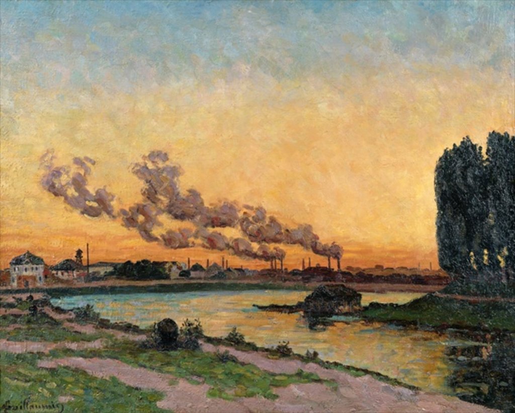 Detail of Setting Sun at Ivry, c.1872-73 by Jean Baptiste Armand Guillaumin