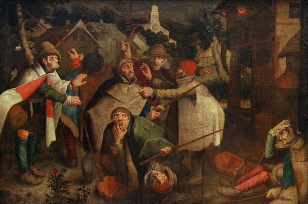 Detail of The Fight of the Blind Men, 1643 by Flemish School