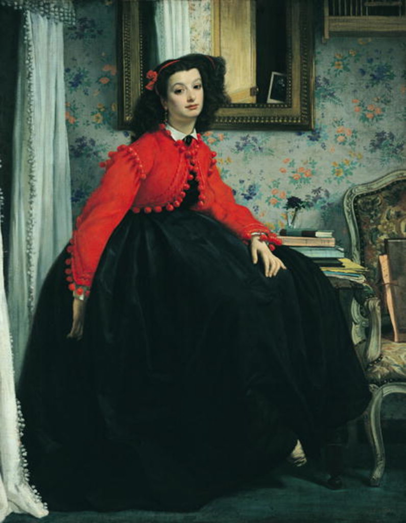 Detail of Portrait of Mlle. L.L. 1864 by James Jacques Joseph Tissot