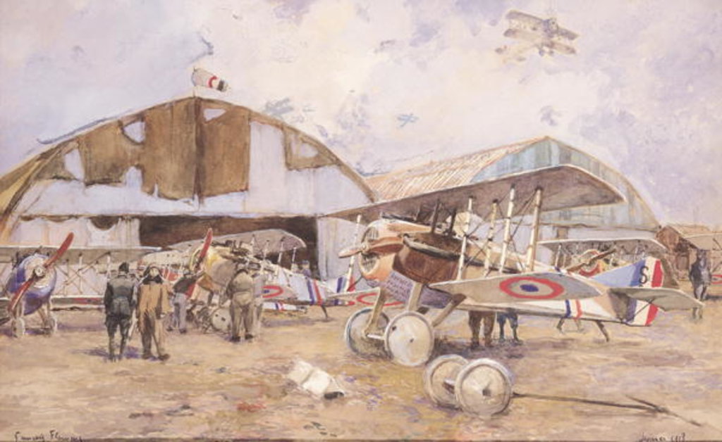 Detail of The Airfield, 1918 by Francois Flameng