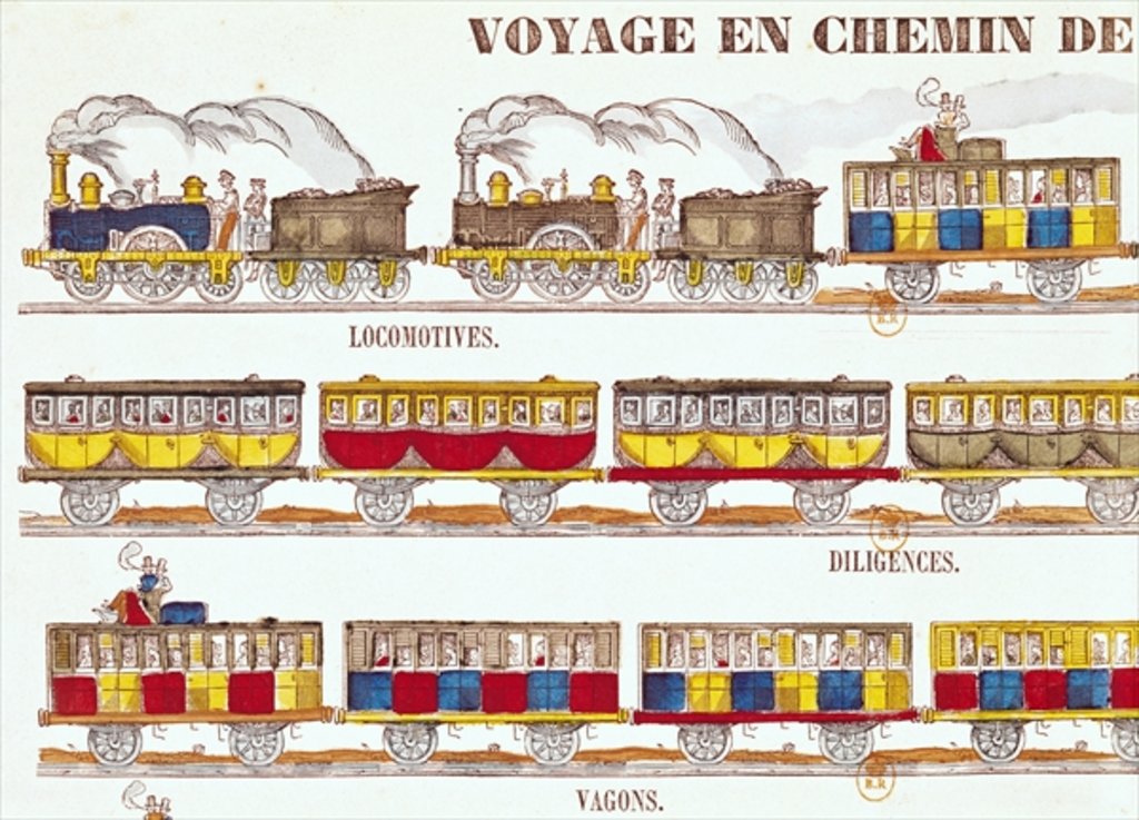 Detail of Rail Travel in 1845 by French School