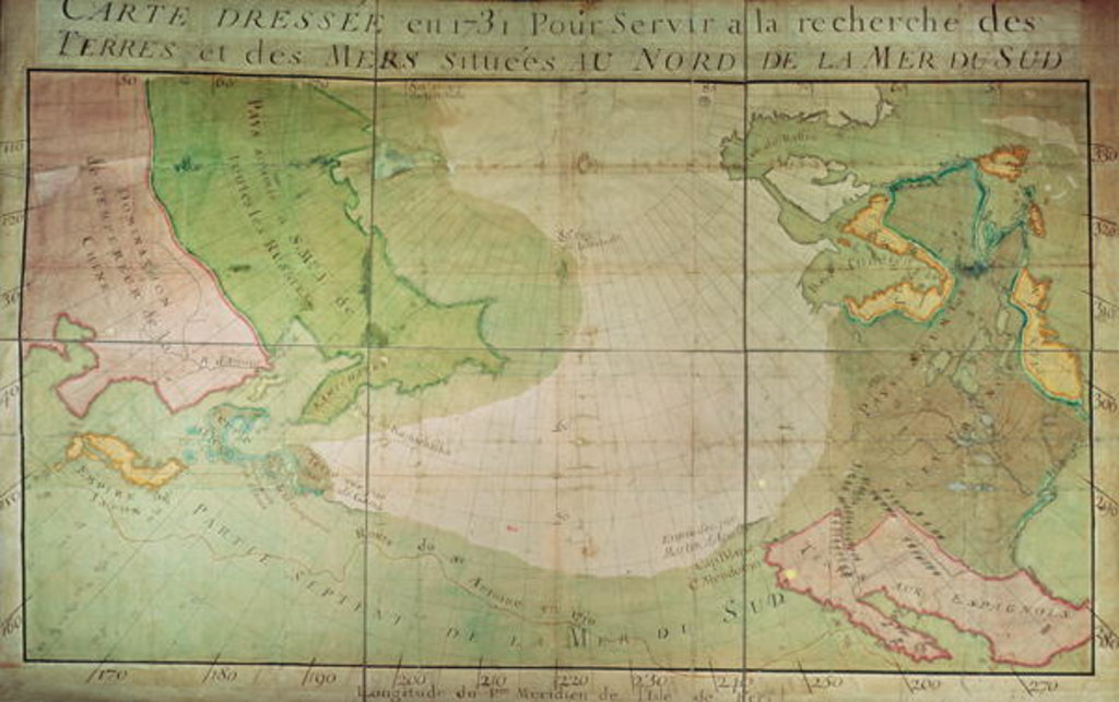 Detail of Map of New Discoveries in the North of the South Sea, East of Siberia and West of New France, 1731 by Guillaume Delisle