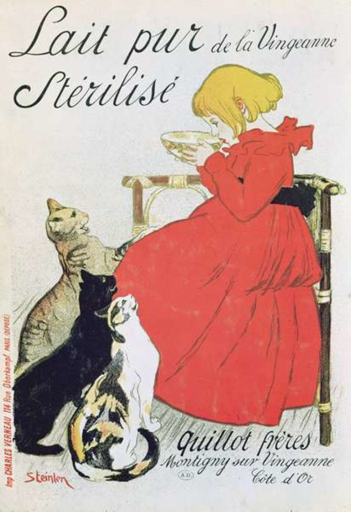 Poster advertising 'Pure Sterilised Milk from La Vingeanne' by Theophile Alexandre Steinlen