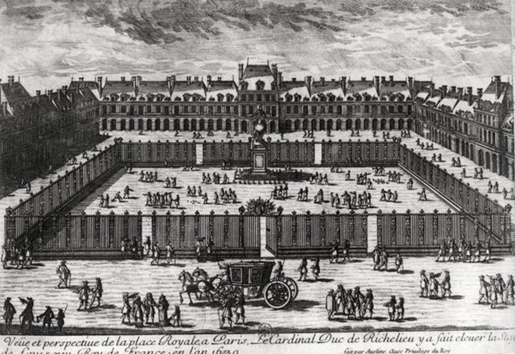 Detail of Perspective view of the Place des Vosges by Family Aveline