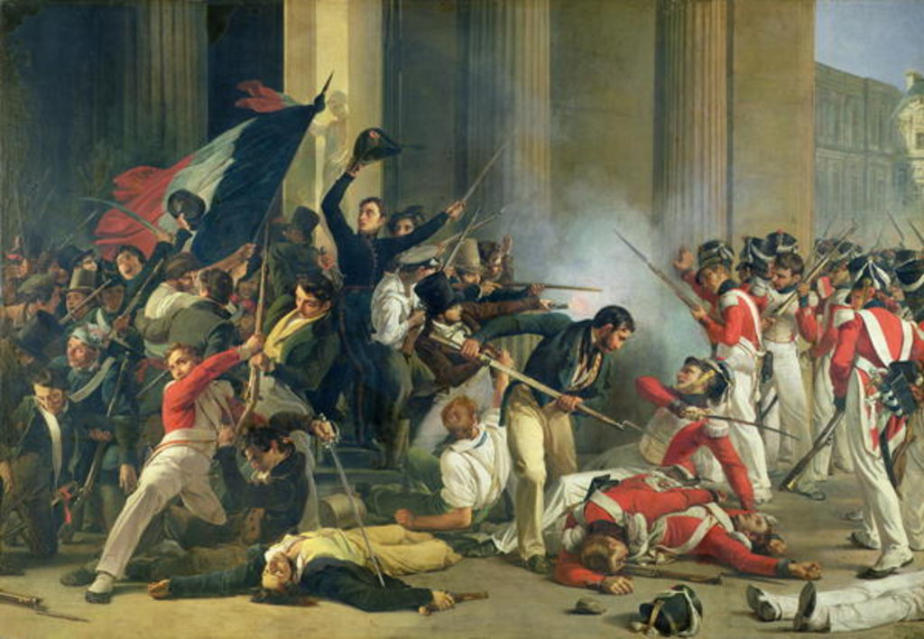 Detail of Scene of the 1830 Revolution at the Louvre by Jean Louis Bezard