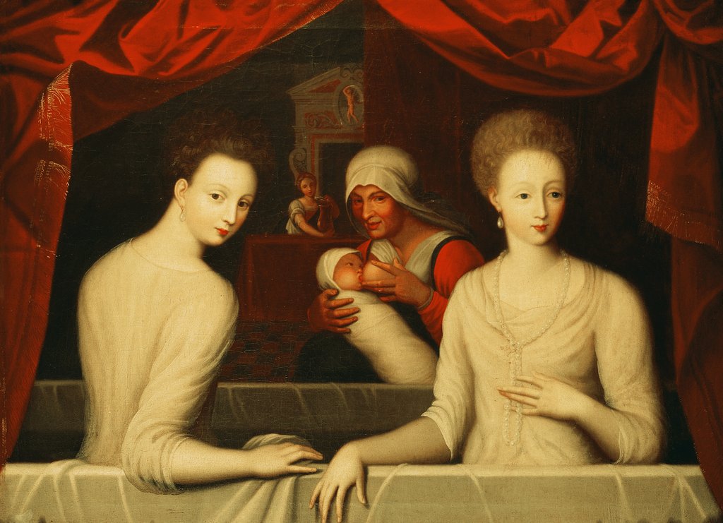 Detail of Gabrielle d'Estrees and her sister, the Duchess of Villars by Fontainebleau School