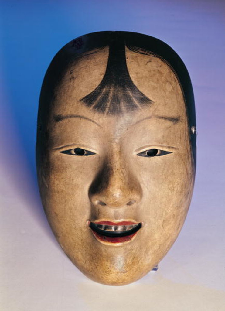 Detail of Noh theatre mask of a young boy called Kasshiki, 15th-19th century by School Japanese