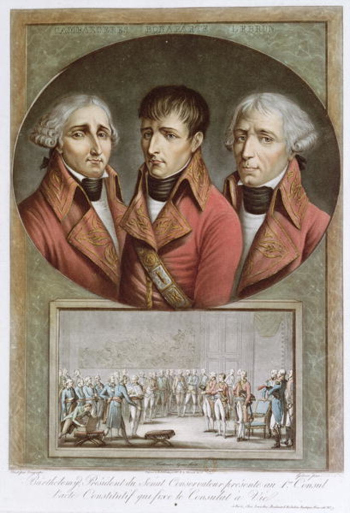 Detail of Portrait of the Three Consuls of the Republic and Barthelemy Presenting the Consitutional Act Proclaiming Napoleon I as Emperor for Life to the Premier Consul, 2nd August 1802 by Jean Duplessi-Bertaux