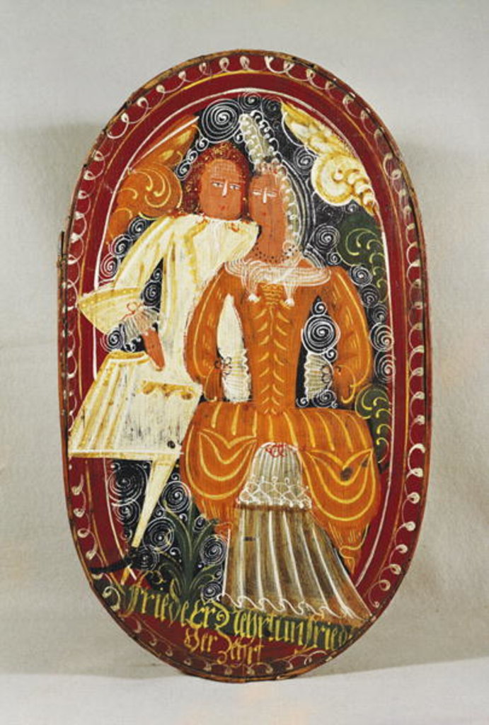 Detail of Marzipan box depicting a man and woman, c.1660 by German School