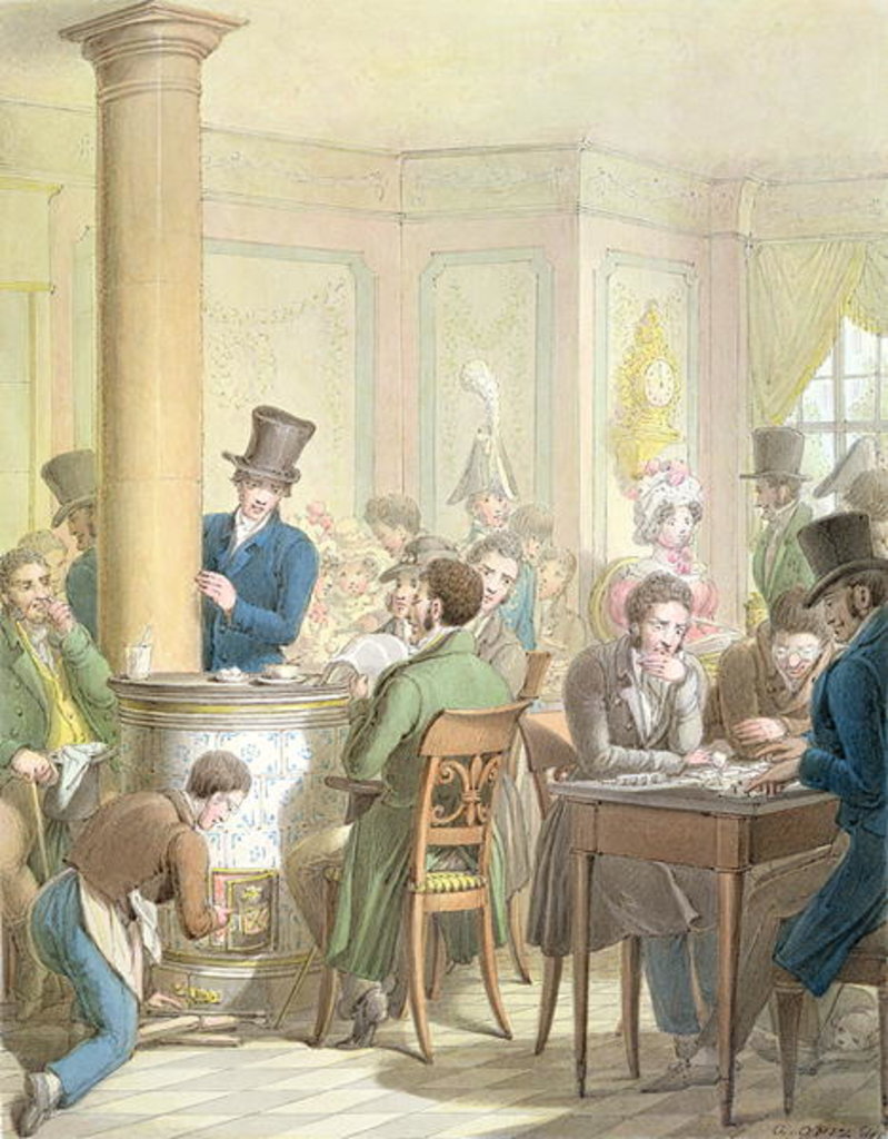 Detail of The Cafe de Commerce by Georg Emanuel Opitz