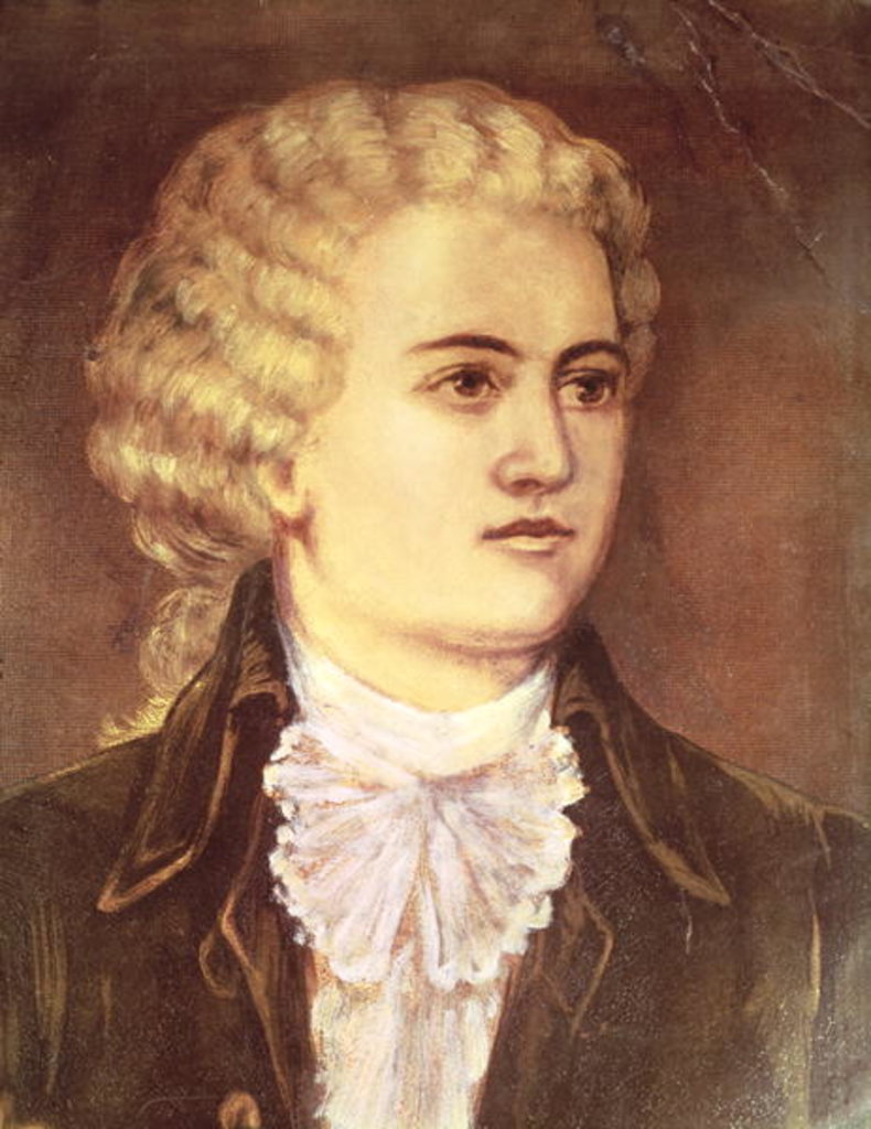 Detail of Wolfgang Amadeus Mozart during his stay in Prague in 1787 by Austrian School